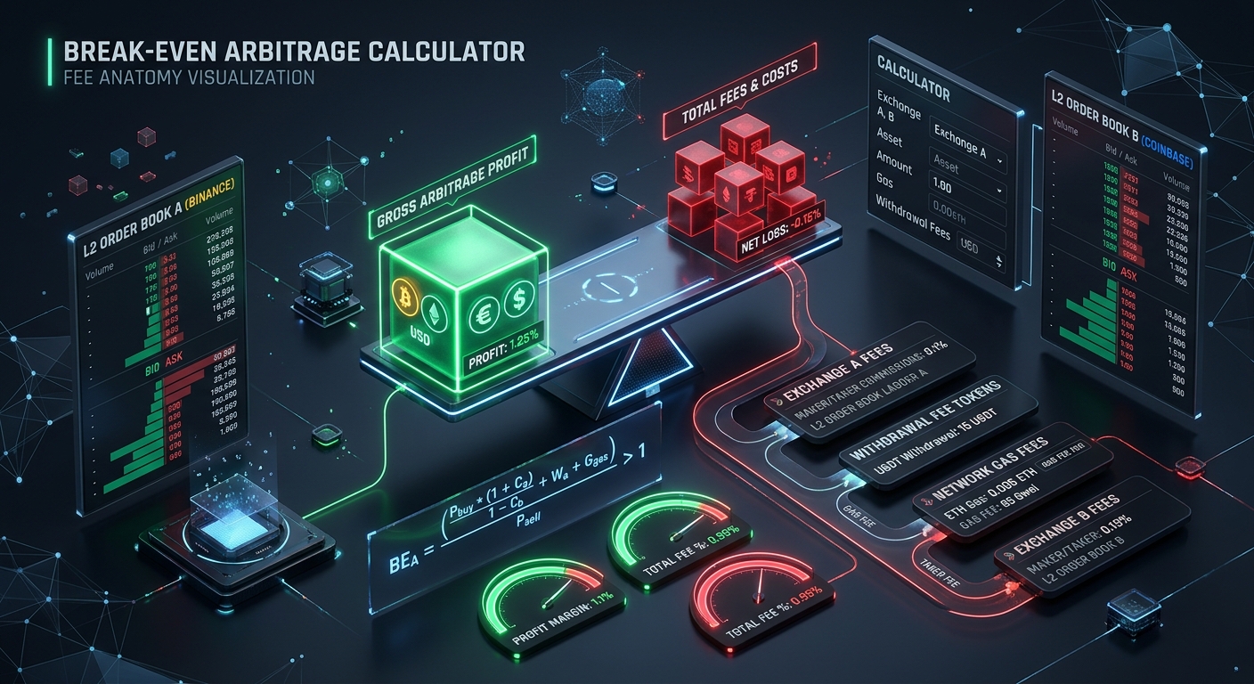 Break-Even Arbitrage Calculator & Guide: How to Factor in Gas, Exchange Withdrawal Fees, Slippage, and Capital Drag
