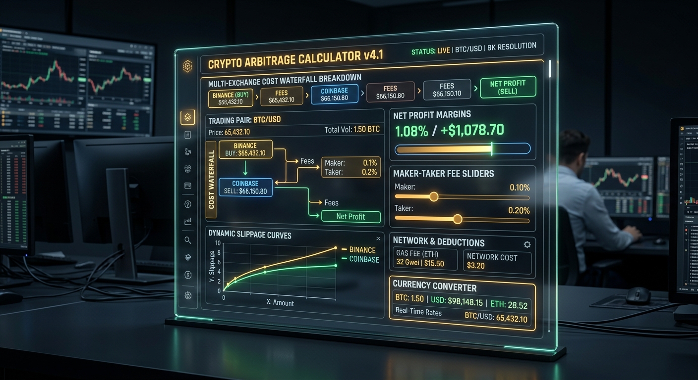 Crypto Arbitrage Calculator: The Complete Quant Guide to Cost Waterfalls, Net ROI & Slippage Simulation