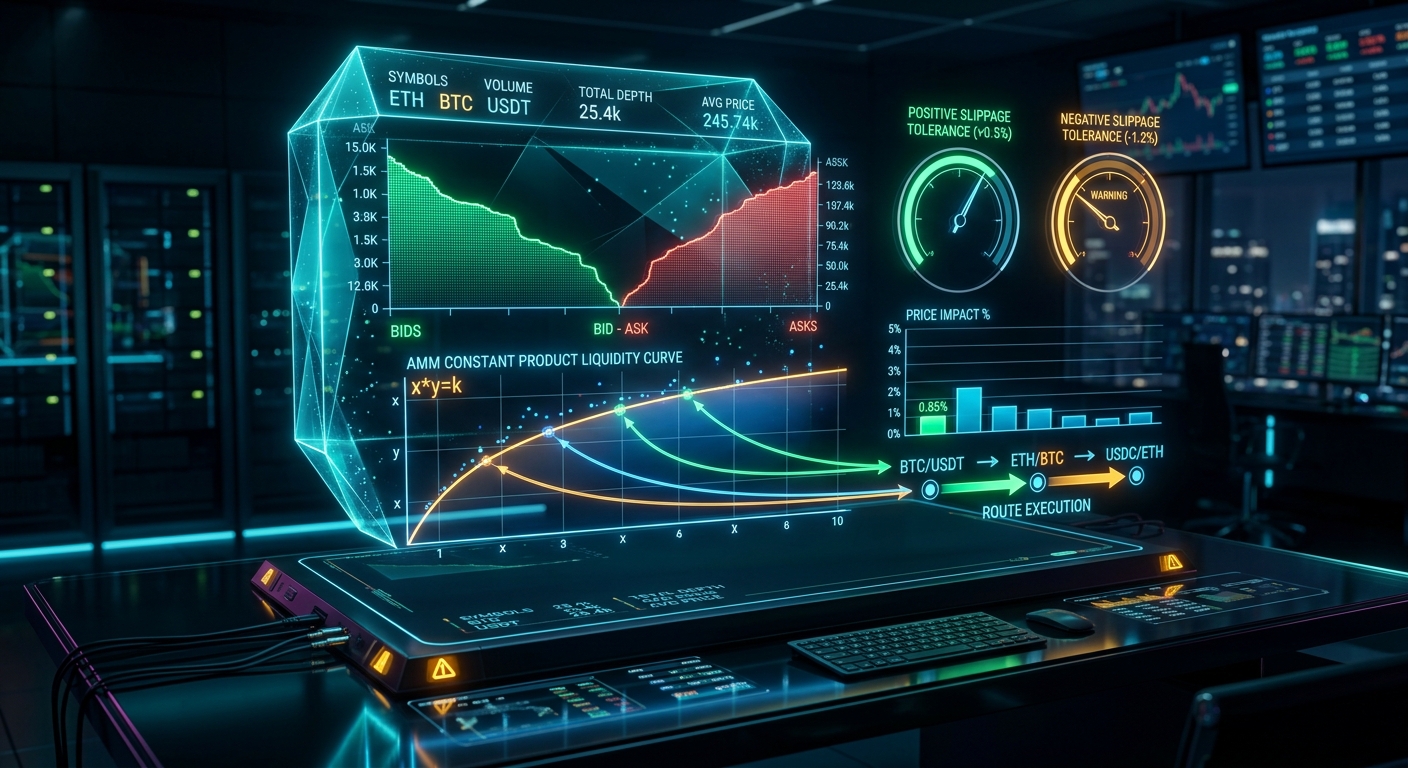 Crypto Slippage Calculator: How to Calculate Positive vs. Negative Slippage, AMM Constant Product Impact, Order Book Depth Sweeps, and Tolerance Settings