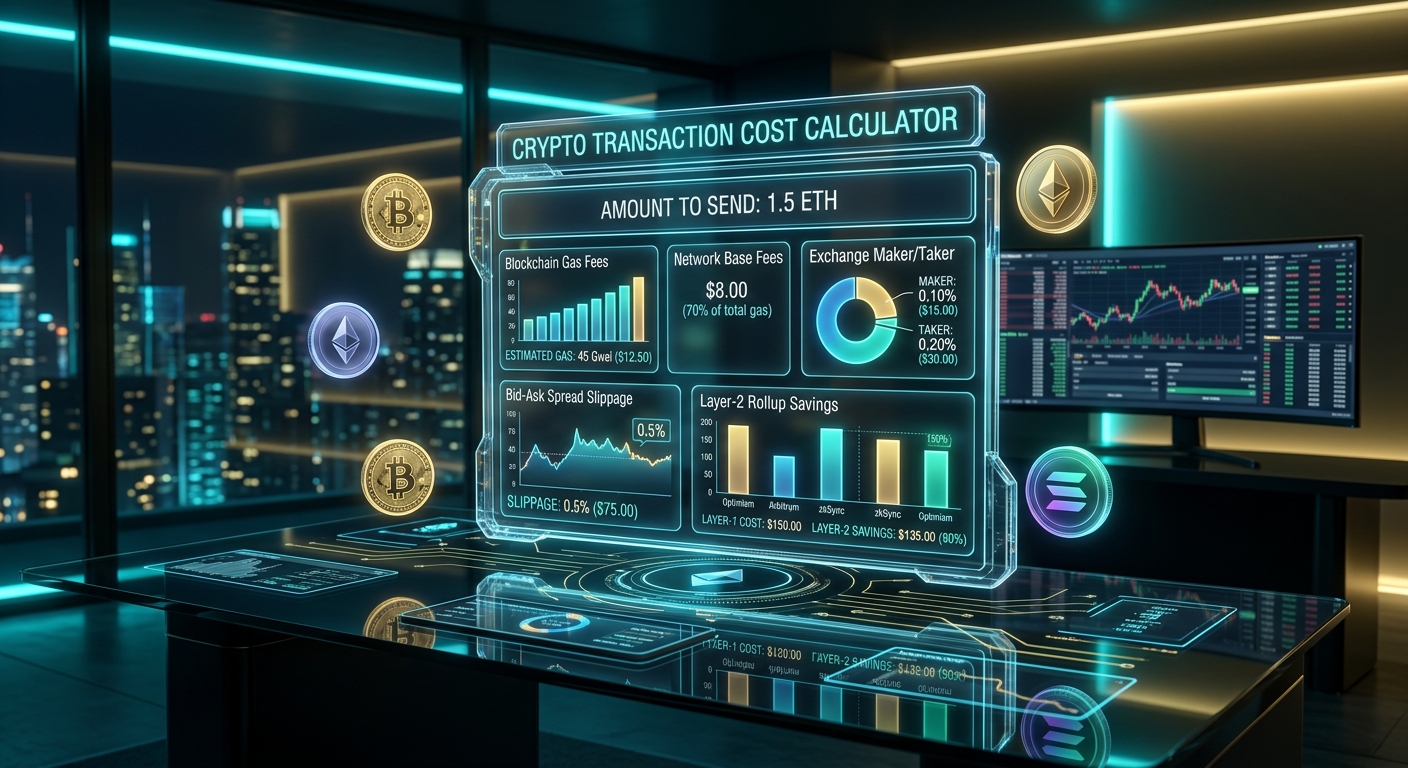 Crypto Transaction Cost Calculator: How to Calculate Network Gas, Exchange Taker Fees, Bid-Ask Slippage, and Layer-2 Rollup Savings