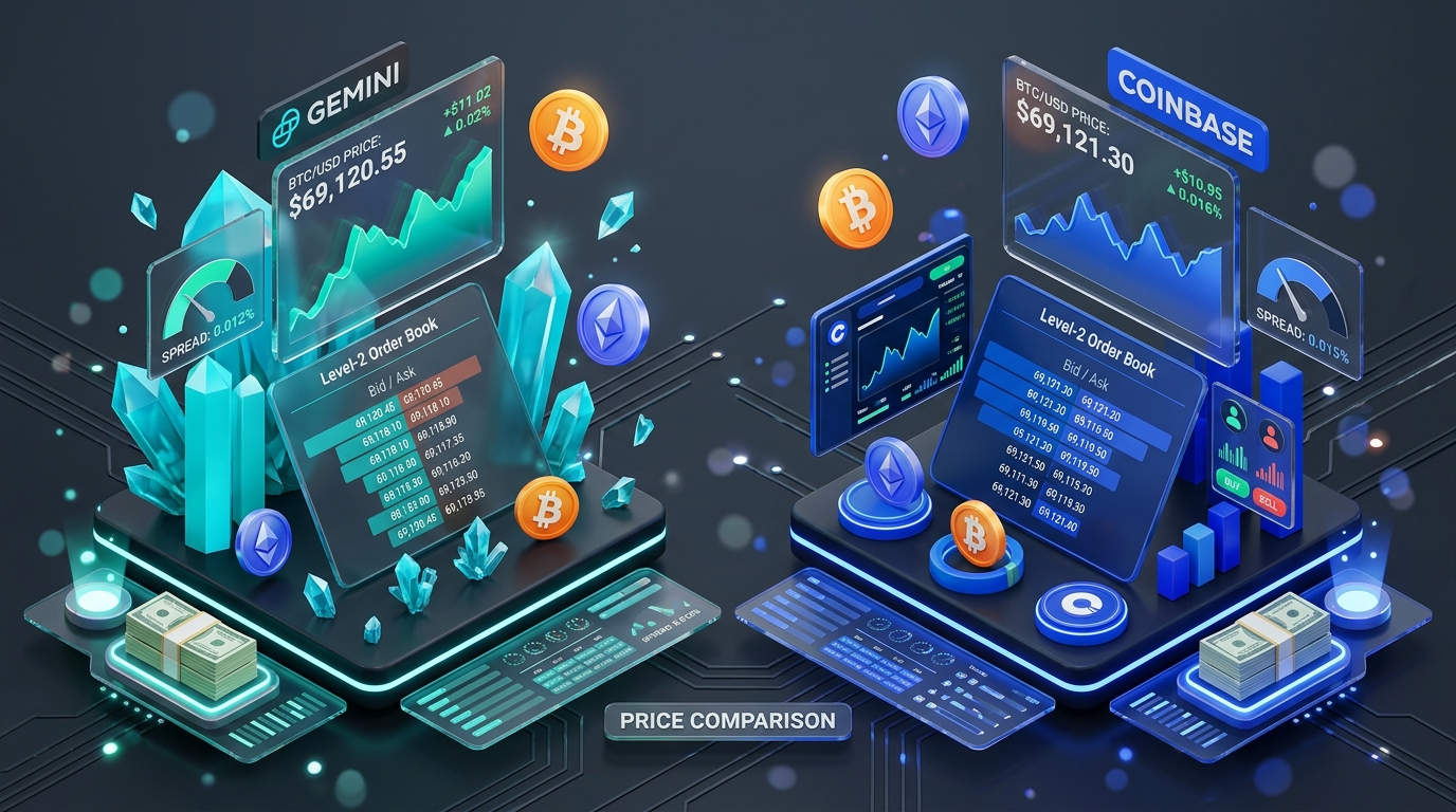 Gemini vs Coinbase Price Differences: US Regulated Liquidity, ActiveTrader vs. Advanced Trade Fees, and Hidden Spreads Compared