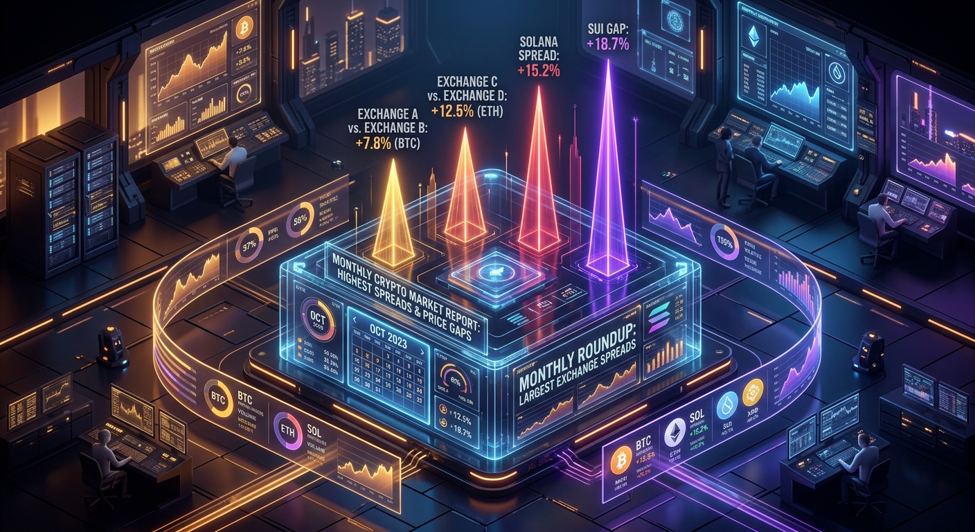 Monthly Crypto Spread Roundup: The 5 Biggest Price Gaps, Flash Dislocations, and Liquidity Anomalies